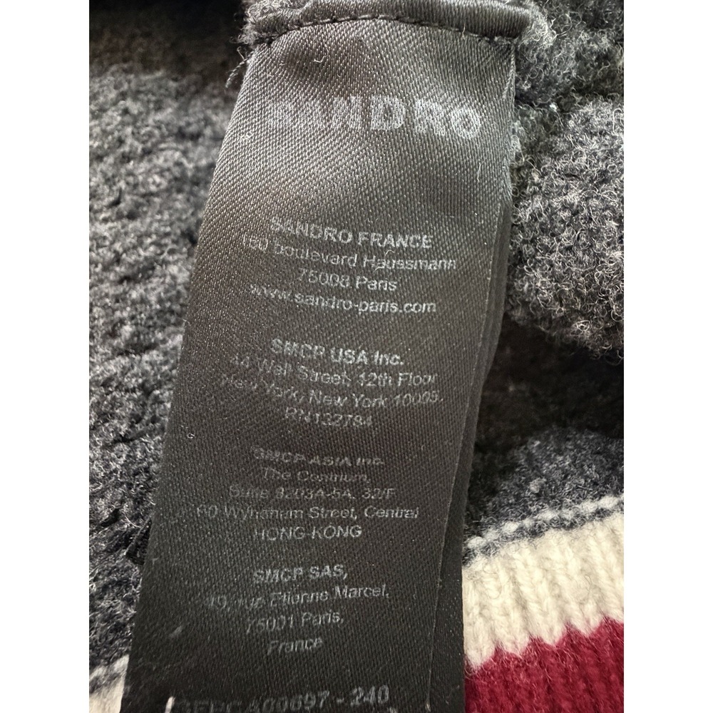 Sandro Paris Cardigan Wool Cable Knit Varsity Size 2, US Medium Monogram S - Picture 10 of 15